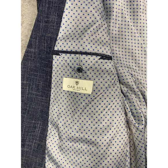 Oak Hill Blazer Mens 2XL Navy Stretch Polka Dot Lined Suit Jacket Career Classic - Picture 4 of 15